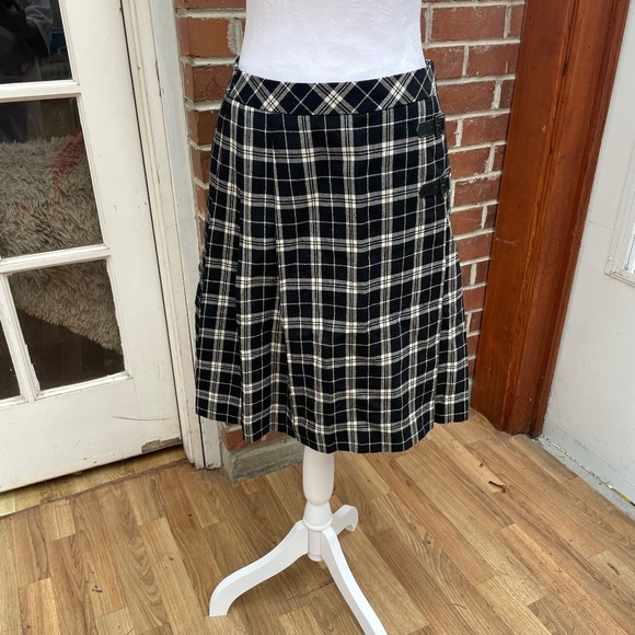 THE SCOTCH HOUSE wool tartan plaid pleated kilt midi A Line skirt 28 inch waist - Picture 1 of 4